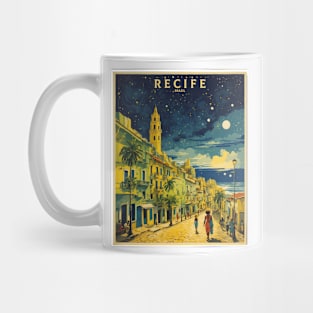 Recife Brazil Starry Night Vintage Tourism Travel Poster Mug